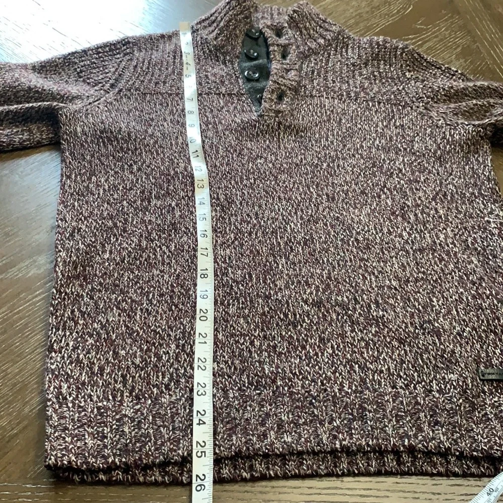 Tom Tailor deep purple plum marled pullover button up sweater